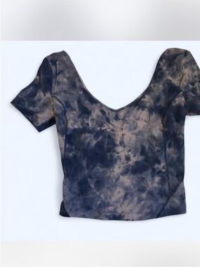 lululemon athletica Tie-Dye Scoop Neck Crop Top - Black & Taupe
